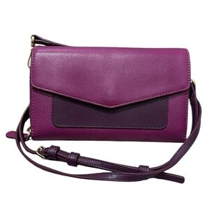 Vera Bradley Faux Leather Wallet Crossbody Purple